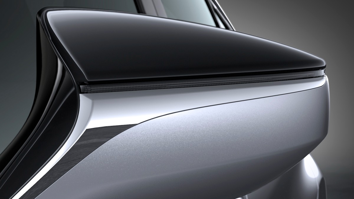 silver side mirror of the new Lexus es from 2022